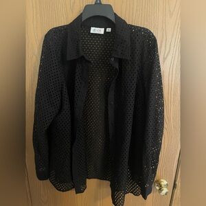 d&co. Denim + Company Black Eyelet Button-Up Shirt